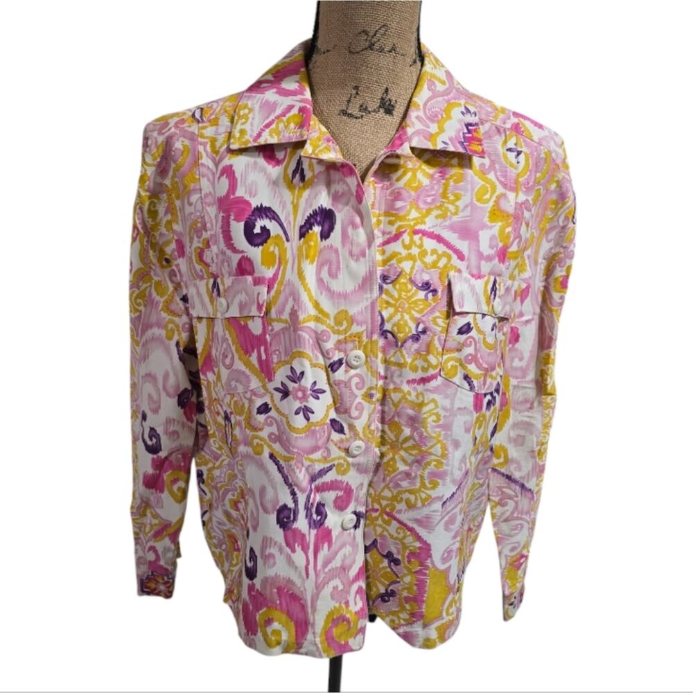 COLDWATER CREEK Colorful Paisley Button-Up Shirt JACKET Size XL PETITE
